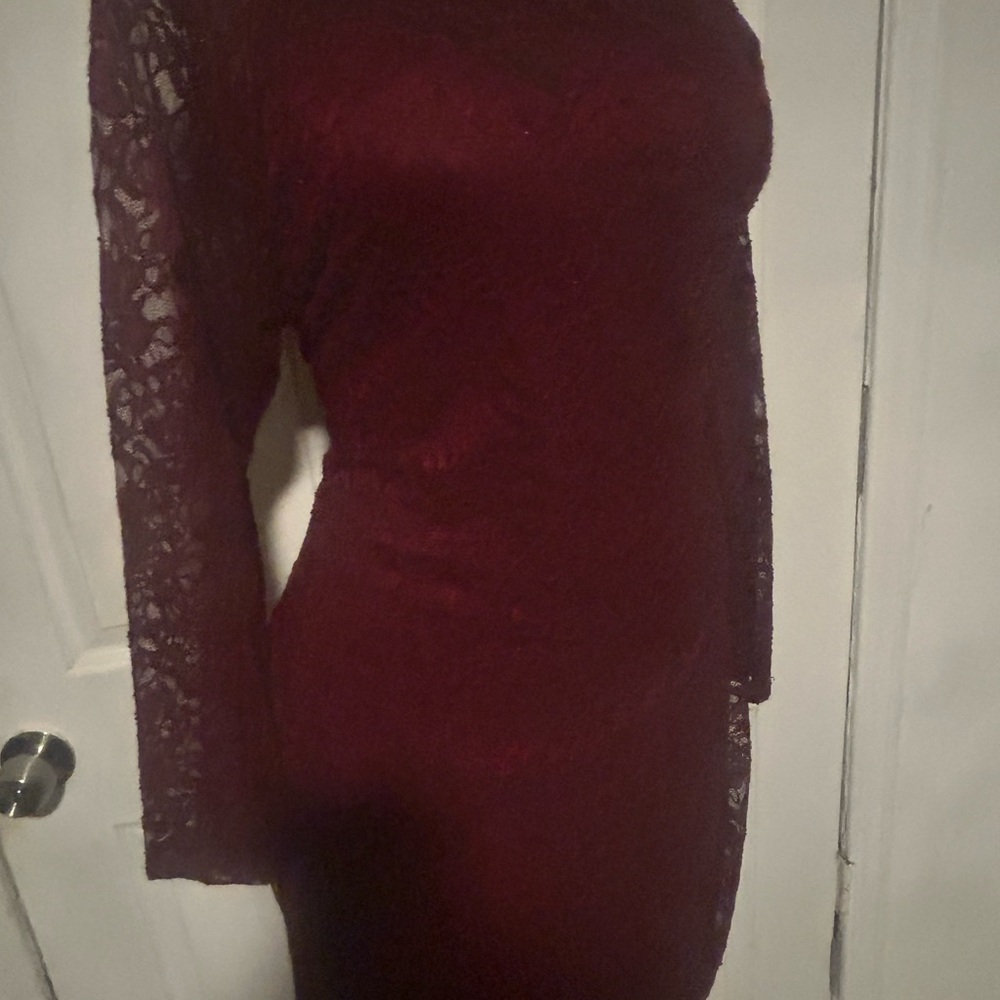 Elegant Burgundy Lace Dress